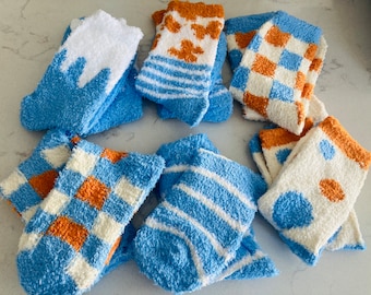 2x paires de chaussettes de nouveauté pour enfants adultes unisexe amusant chaud polaire moelleux bas de remplissage bleu vêtements d’hiver cadeau taille 4-7 pantoufles câlin