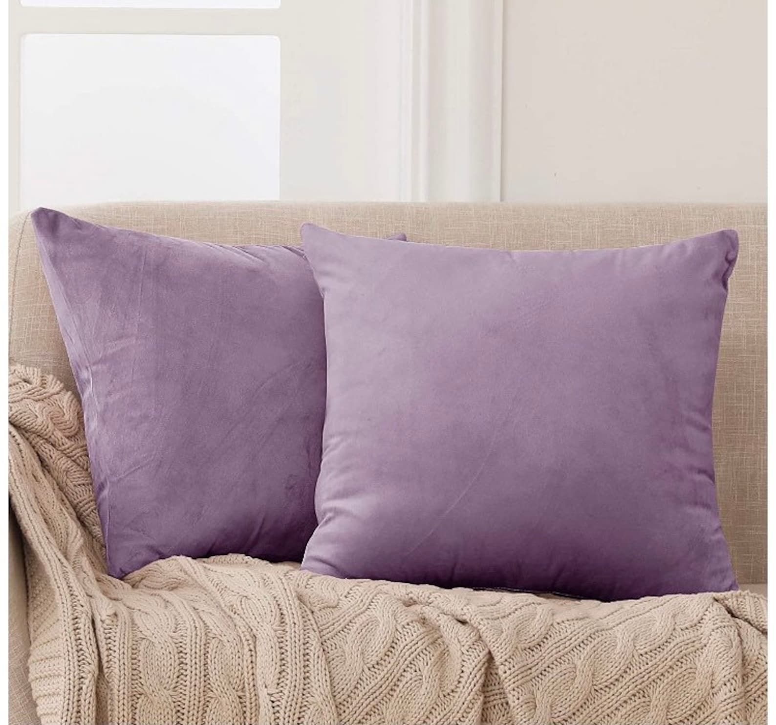 Set of 2 lilac velvet cushion covers 45x45cm cushions pillows Etsy