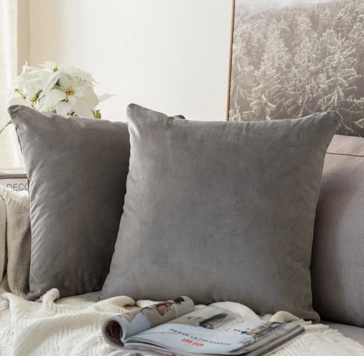 Grey Velvet Cushion Covers 40x40cm Cushions Pillows Interior Etsy UK