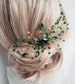 Emerald green and gold bridal hair comb decorative combs hair barrettes clips clip bride accessories wedding diamanté crystal 