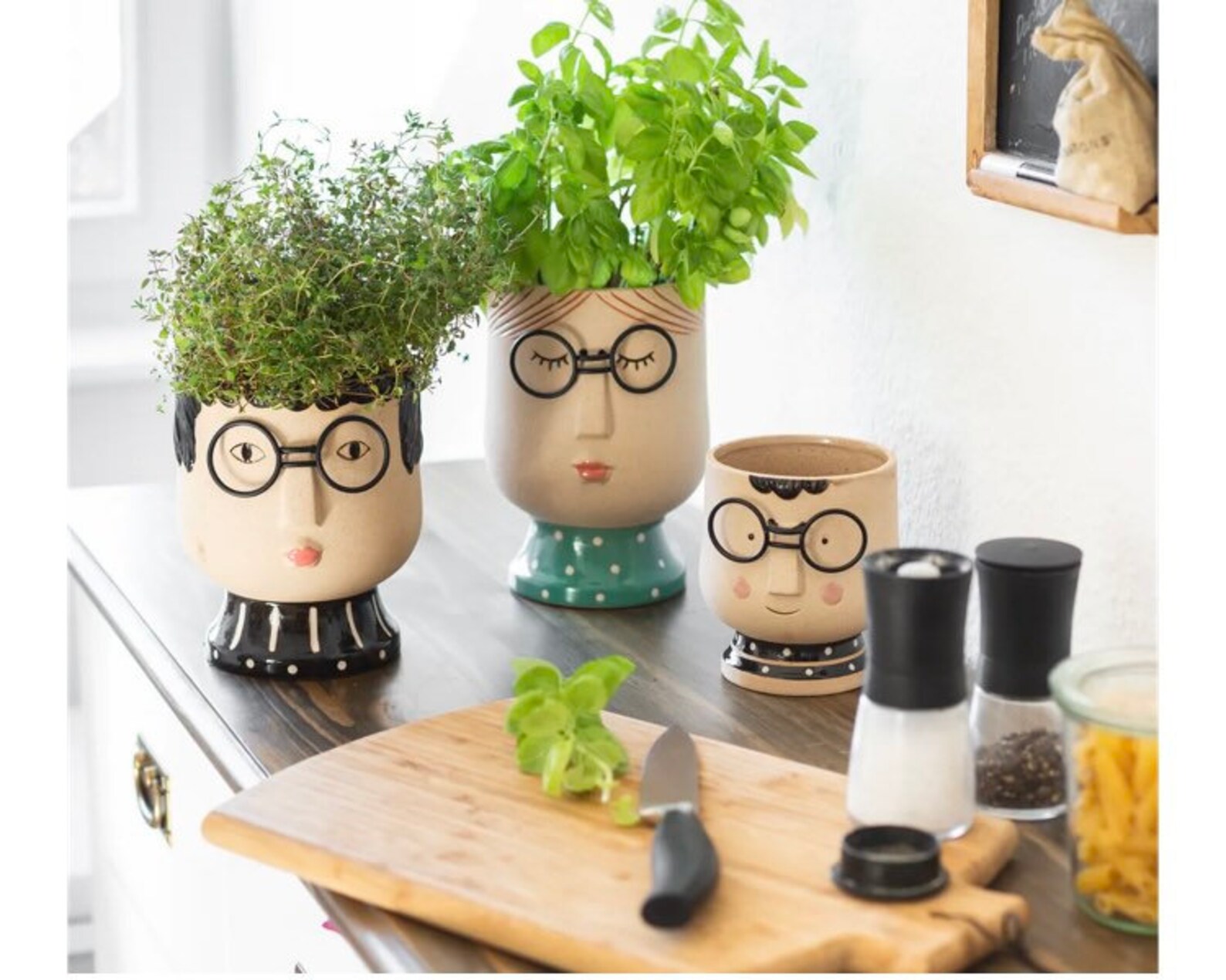 Lady person novelty ceramic plant pot herb holder flower pots Etsy