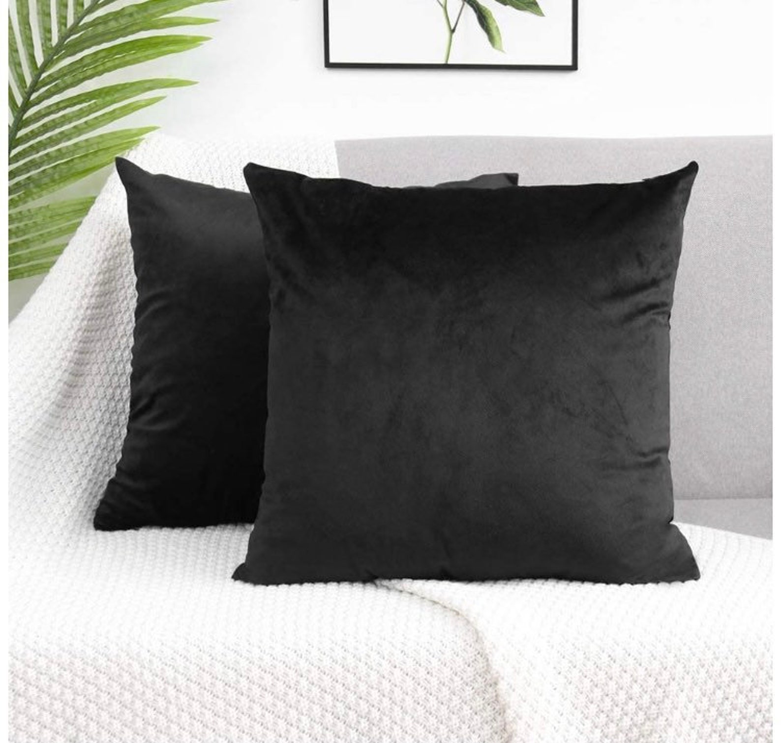 Black Velvet Cushion Covers 45x45cm Cushions Pillows Throw | Etsy