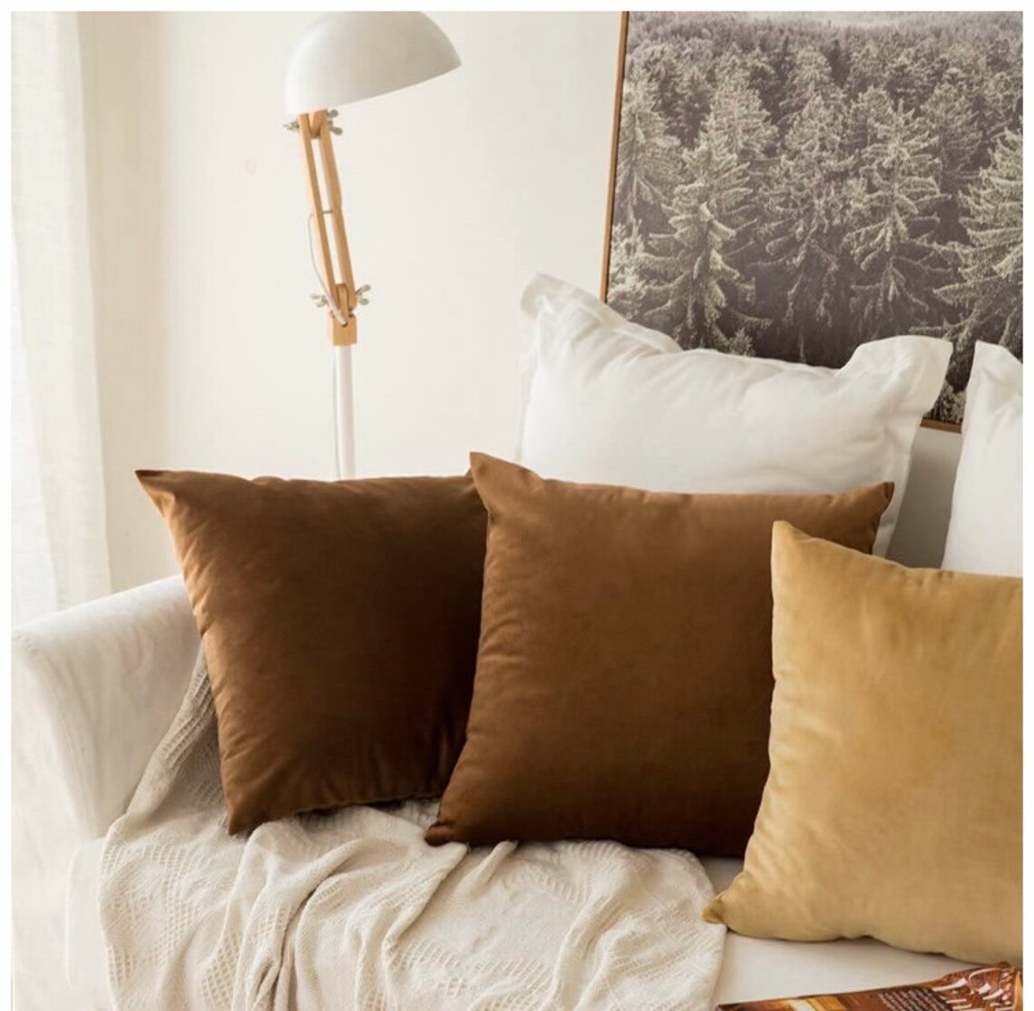 2 Chocolate Brown Velvet Cushion Covers 45x45cm Etsy UK