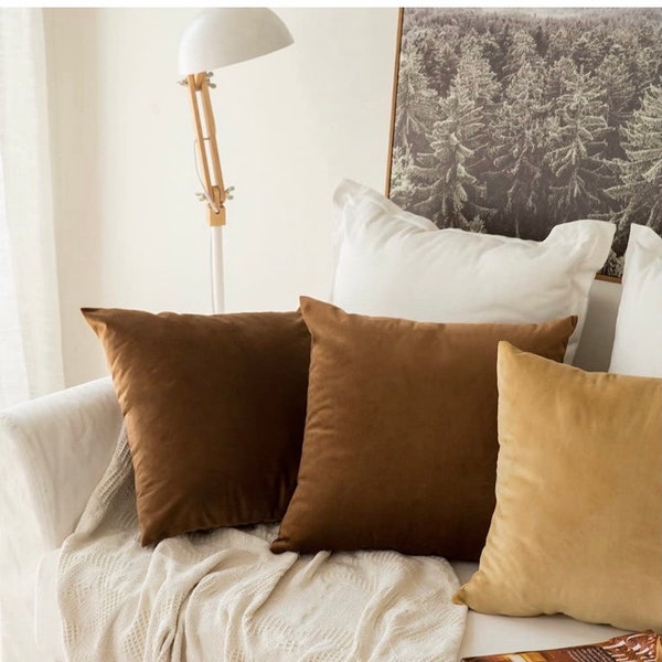 Brown Velvet Pillow Etsy