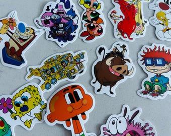 Set of 10 retro childhood cartoon character stickers sticker tv 90s teens kids gift gifts stationery vinyl scrapbook journal birthday