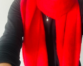 Red oversized tassled fringe scarf scarves accessories wool winter accessories gift gifts Christmas women’s men’s unisex
