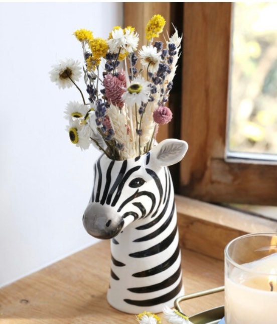 Zebra Vase Ceramic Animal Vases Flower Pot Ornament Zebras Etsy UK
