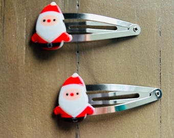 Set von 2 Weihnachtsmann Weihnachten Haarspangen Accessoires handgefertigte Neuheit Strumpf Füller Kinder Haarspange Haarspangen Folien