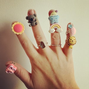 Stripfiguur nieuwigheid dier emoji kinderringen verstelbare verjaardag sieraden meisjes accessoires geschenken feest kindermeisje gunsten
