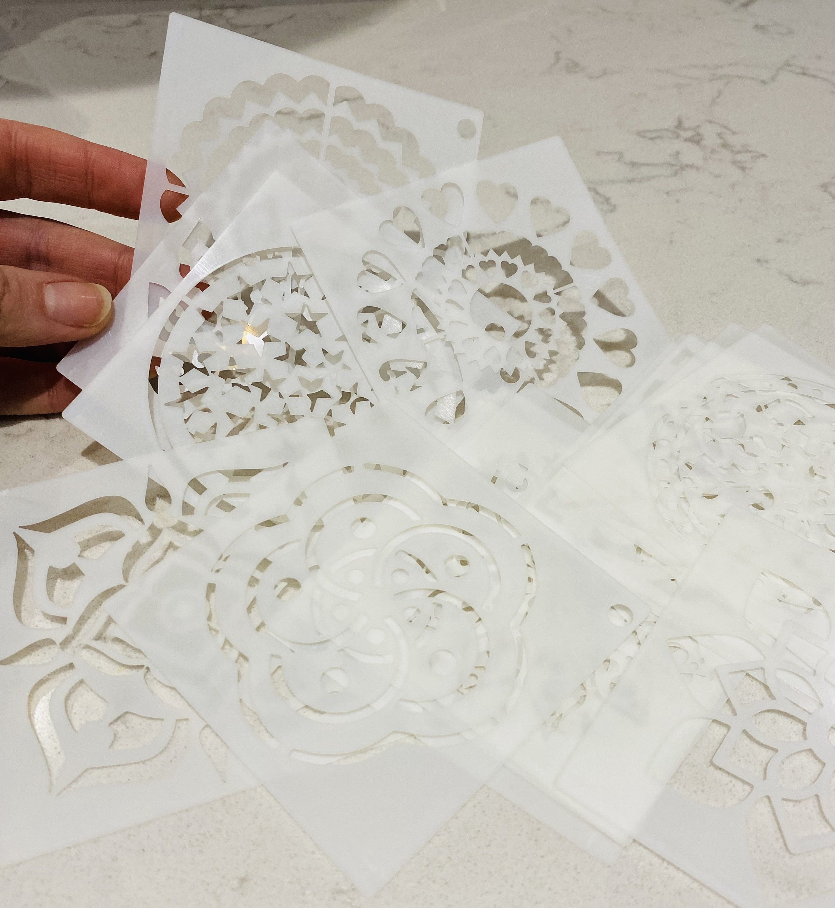 Set of 8 Reusable Mandala Stencils Plastic Stencil Wood Metal Fabric ...