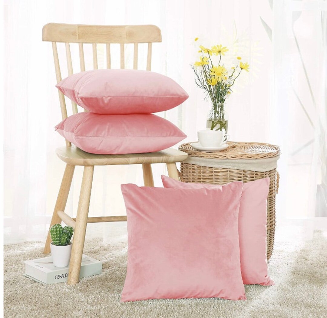 Set of 2 Baby Pink Crushed Velvet Cushion Covers Cushions Etsy UK