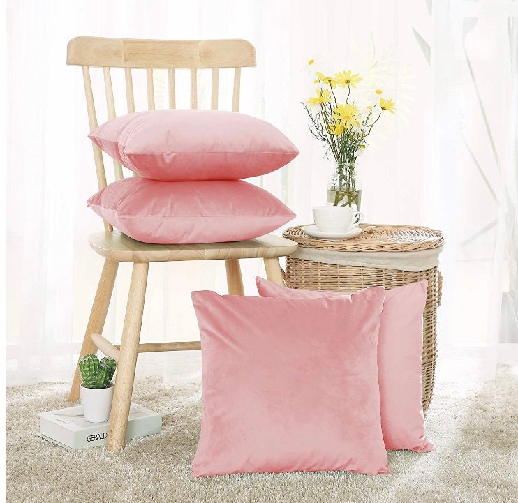 Set of 2 Baby Pink Crushed Velvet Cushion Covers Cushions Etsy UK