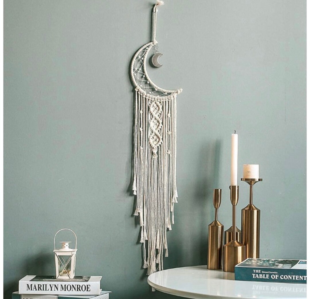 Hanging Woven Cotton Moon Dream Catcher Boho Bohemian Dreams Etsy UK