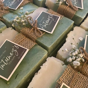 Handmade Scented Soap Favors For Sage Green Wedding | Baby Shower | Bridal Shower Boho Celebration | Country Elegant Soap Favor For Guests