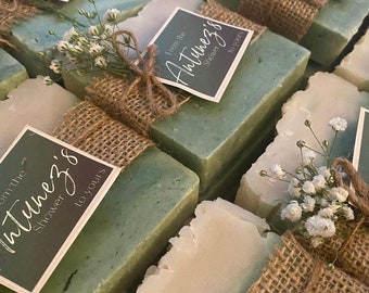 Handmade Scented Soap Favors For Sage Green Wedding | Baby Shower | Bridal Shower Boho Celebration | Country Elegant Soap Favor For Guests