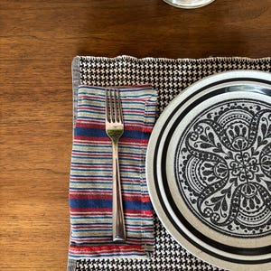 Guardanapos de pano costurados à mão da Vintage Indian Blanket – Pequenos 10” quadrados – Toalhas de mesa recicladas e ecológicas – Conjunto de 6