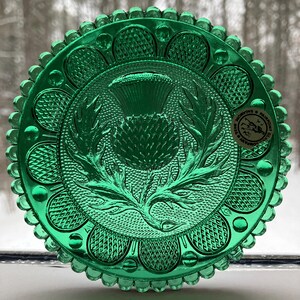 Scottish Thistle Flower Art Glass, Small Gift For Her, 70s Floral Cottagecore Scotland Home Decor, Vintage Lead Crystal Pairpoint Cup Plate