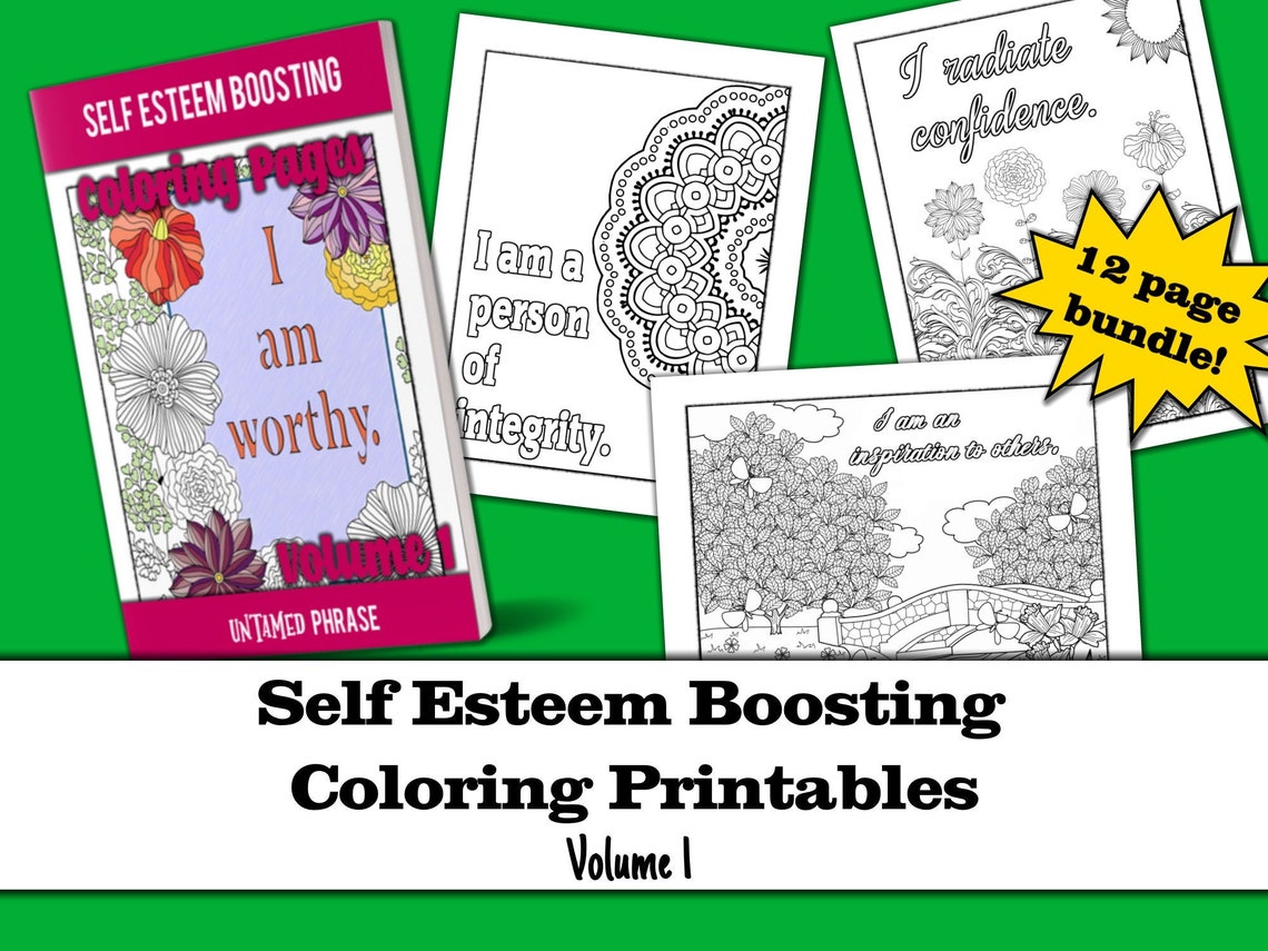 Self Esteem Printable Coloring Page Bundle 12 Pages Self | Etsy