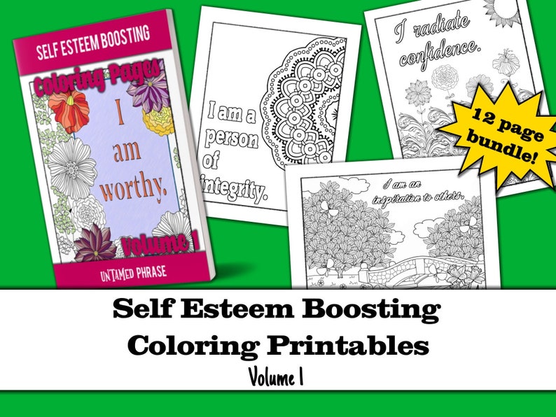 Self Esteem Printable Coloring Page Bundle 12 Pages Self | Etsy