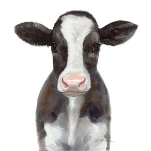 Cow Art Gift, Baby Cow Art Print, Watercolor Calf Print, Barnyard Animals Nursery Decor, Nursery Wall Art, Baby Farm Animal Art Prints