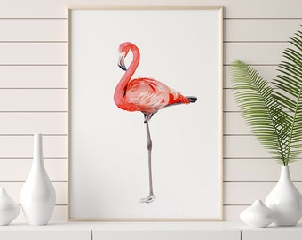 WATERCOLOR Flamingo Art gift, Pink Flamingo wall art, High Quality Art Print, Coastal decor, Tropical Wall Art, Flamingo Wall Art Decor