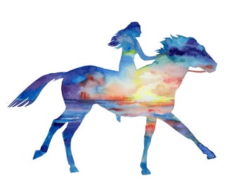 Horse Sunset Art Etsy