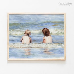 Watercolor Beach Friends Art Gift, High quality art print, Beach House Art Decor, Watercolor Ocean print, Coastal home wall art decor