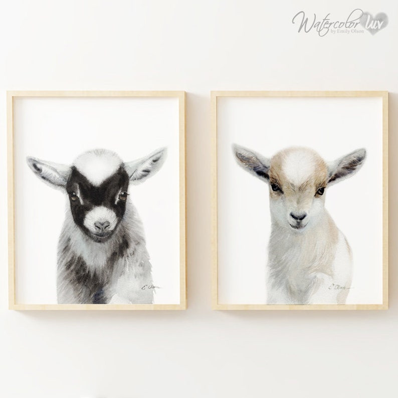 WATERCOLOR Baby Goat Baby Goat Nursery Wall Art Goat Kid Etsy