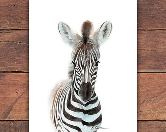 Zebra Art Gift, Watercolor Zebra Art Print, Baby Animal Prints, Safari Animals Nursery Decor, Nursery Wall Art, Zebra nursery wall art print