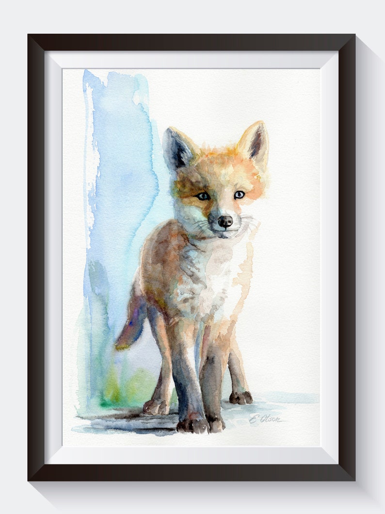 ORIGINAL Watercolor Fox Baby Fox Wall Art Nursery Decor Etsy