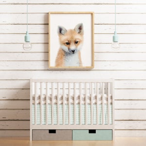 Baby Fox Art Gift, Watercolor Fox Art Print, Baby Fox Prints, Woodland Animals Nursery Decor, Nursery Wall Art, Baby Fox nursery art prints image 4