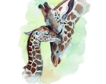 Mom and Baby Giraffe Monogram H