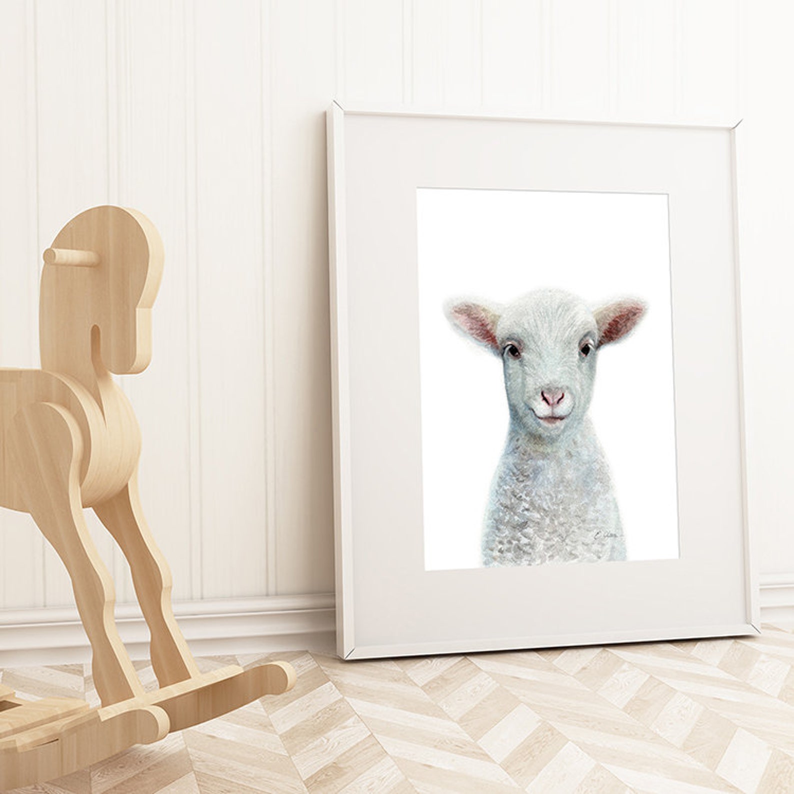 WATERCOLOR Baby Lamb Baby Sheep Nursery Wall Art Lamb Baby Etsy