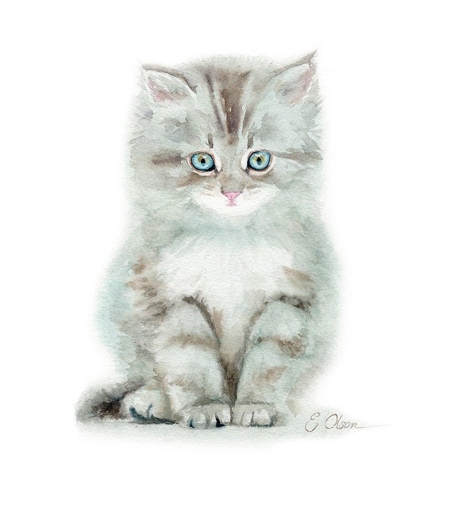 Watercolor kitten watercolor cat PRINTABLE Nursery decor | Etsy