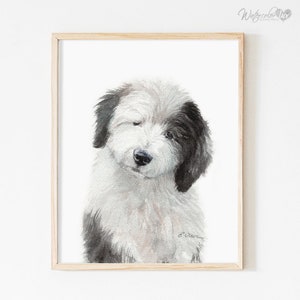 Watercolor Old English Sheepdog, puppy prints, Dog Nursery, Kids Room Decor, Nursery wall decor, Old English Sheepdog Fine Art Giclee Print