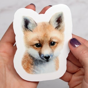 Cute Fox Watercolor Vinyl Sticker - For Water Bottles & Laptops, Woodland Animals, Forest Animals Vinyl stickers, Adorable Fox Sticker