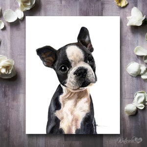 Watercolor puppy, Boston Terrier puppy prints, Boston Terrier fine art prints, High quality art print, Dog kids room decor, Nursery wall art image 5