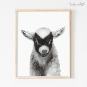 WATERCOLOR baby goat, Baby Goat Nursery wall art, Goat kid Baby Nursery decor, Farm house goat painting, Baby Farm animal prints