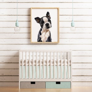 Watercolor puppy, Boston Terrier puppy prints, Boston Terrier fine art prints, High quality art print, Dog kids room decor, Nursery wall art image 3