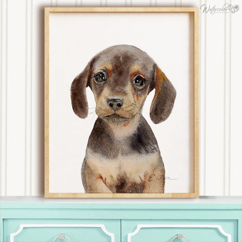 Watercolor Dachshund puppy Dachshund art print PRINTABLE | Etsy