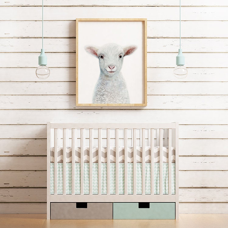 WATERCOLOR Baby Lamb Baby Sheep Nursery Wall Art Lamb Baby Etsy