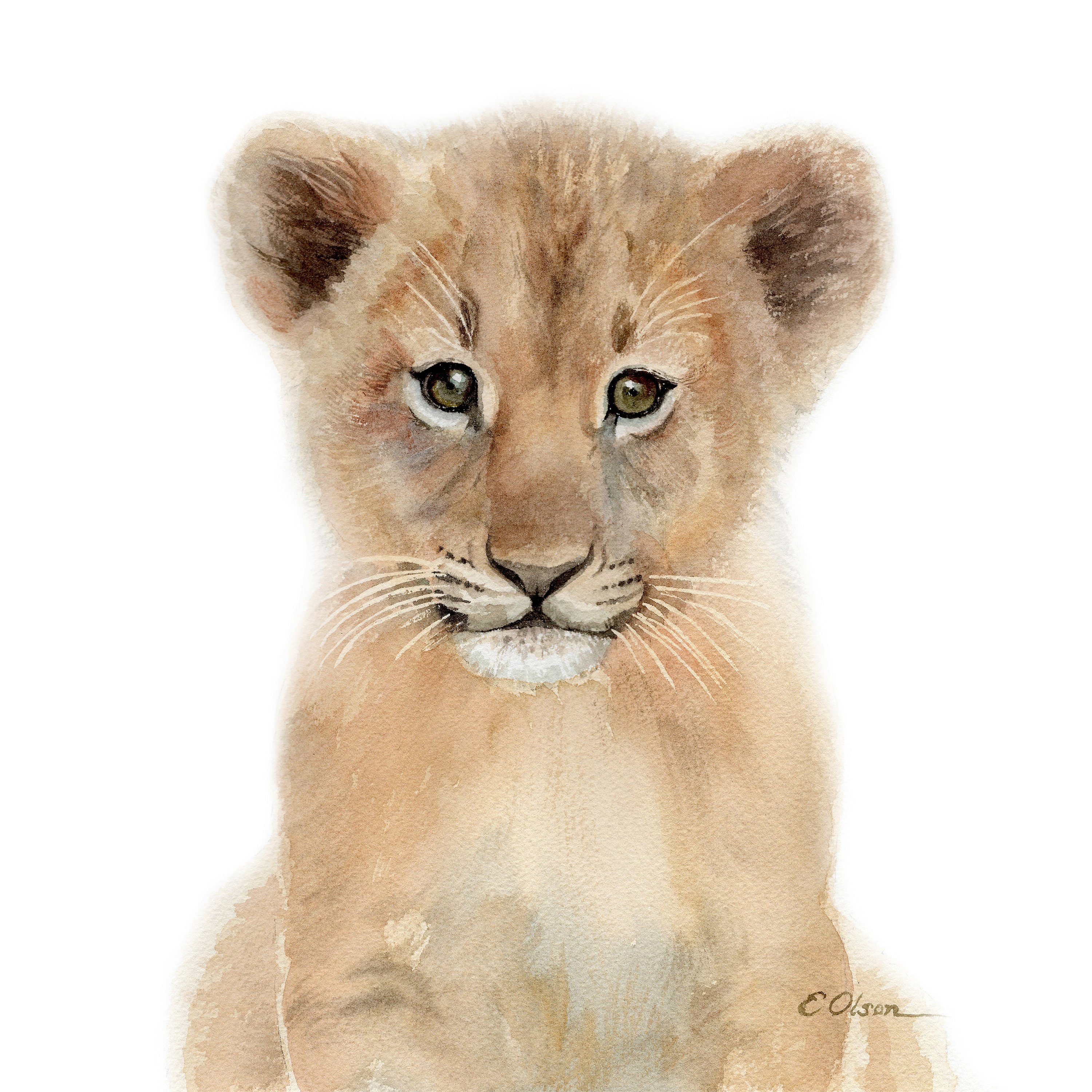 Baby African Lion Art Gifts Watercolor Lion Art Prints Baby Etsy