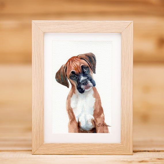 ORIGINAL Watercolor Boxer Dog Painting, Watercolor Boxer Puppy Painting,  Watercolor Miniature, Dog Lovers Wall Art, Boxer Wall Art Painting 