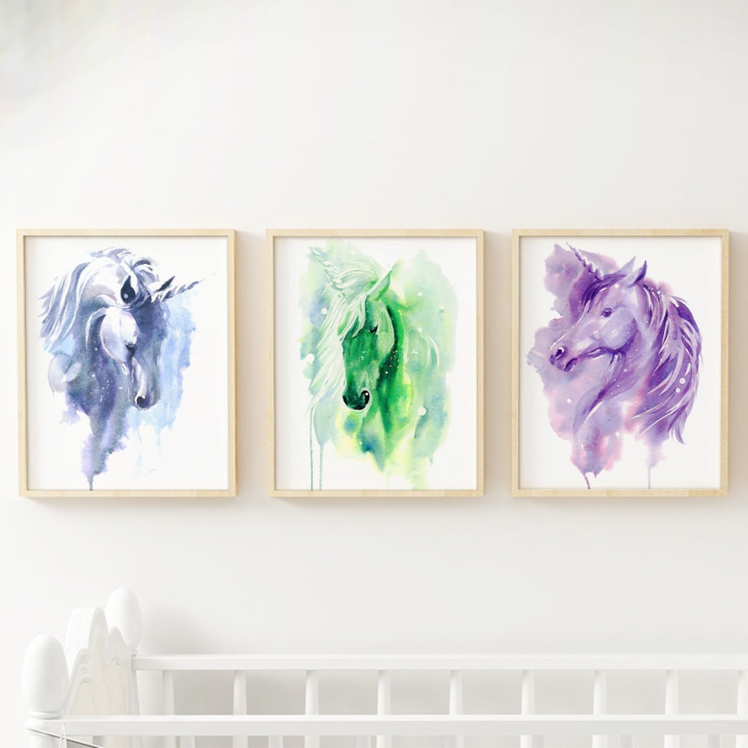 Magical Unicorn Art Prints Set Of 3 Prints Watercolor Kids Room Art magical-unicorn-art-prints-set-of-3-prints-watercolor-kids-room-art