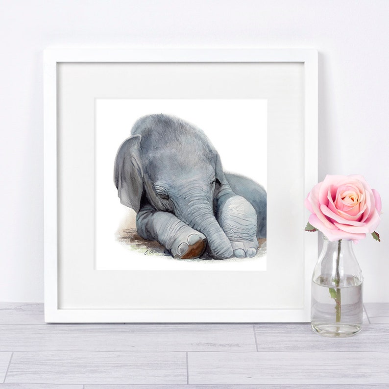 Elephant wall Art print Nursery Wall Art Safari Animals Nursery Decor Sleeping Elephant Art Print Baby Elephant Print Elephant Art Gift