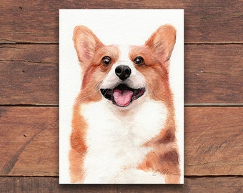 ORIGINAL Pembroke Welsh Corgi Watercolor dog painting, Corgi painting, Watercolor pet portraits, Dog lover wall art, Nursery wall art