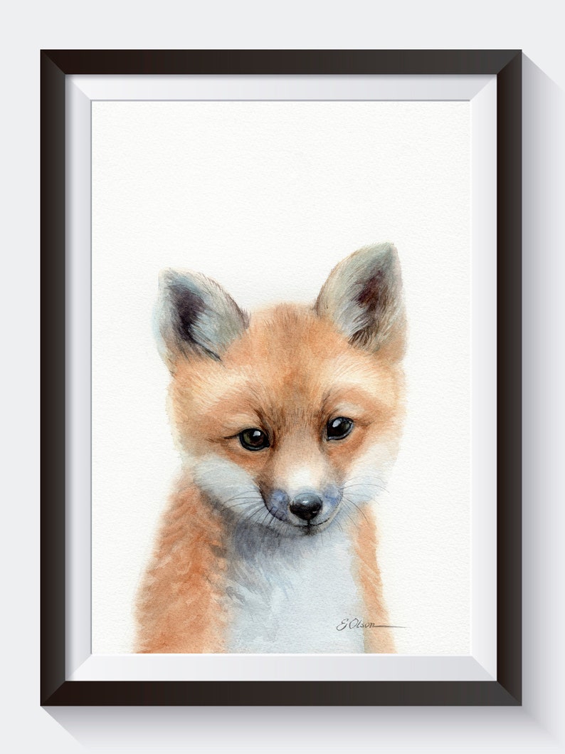 ORIGINAL Watercolor Fox Baby Fox Wall Art Nursery Decor Etsy
