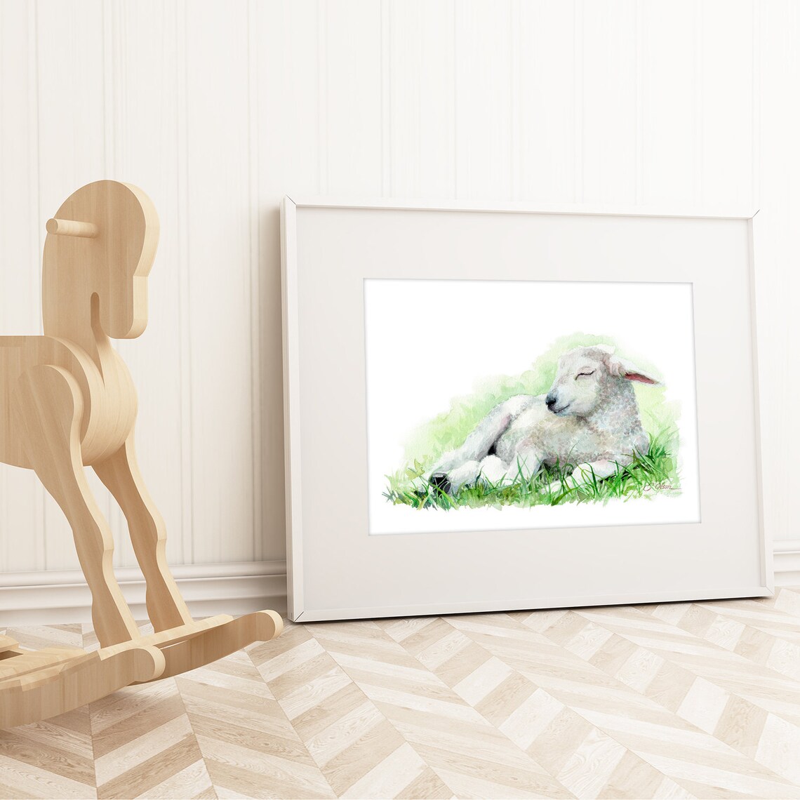 WATERCOLOR Baby Lamb Baby Sheep Nursery Wall Art Lamb Baby Etsy