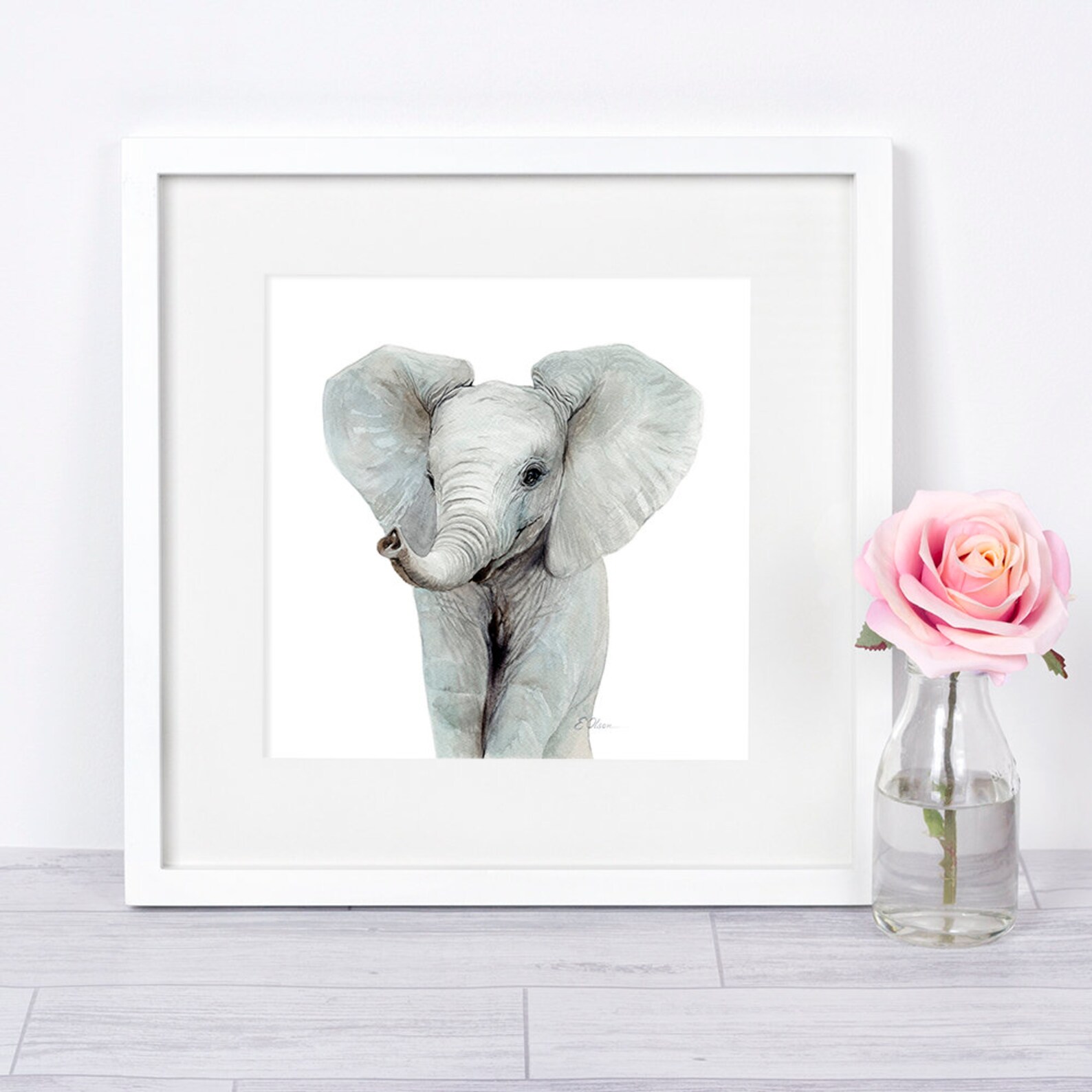 Elephant Art Gift Watercolor Elephant Art Print Baby Etsy