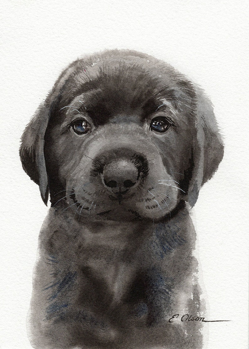 watercolor nursery painting ORIGINAL Watercolor Black Labrador Retriever Puppy painting Lab Puppy art painting dog art Dog lovers gift